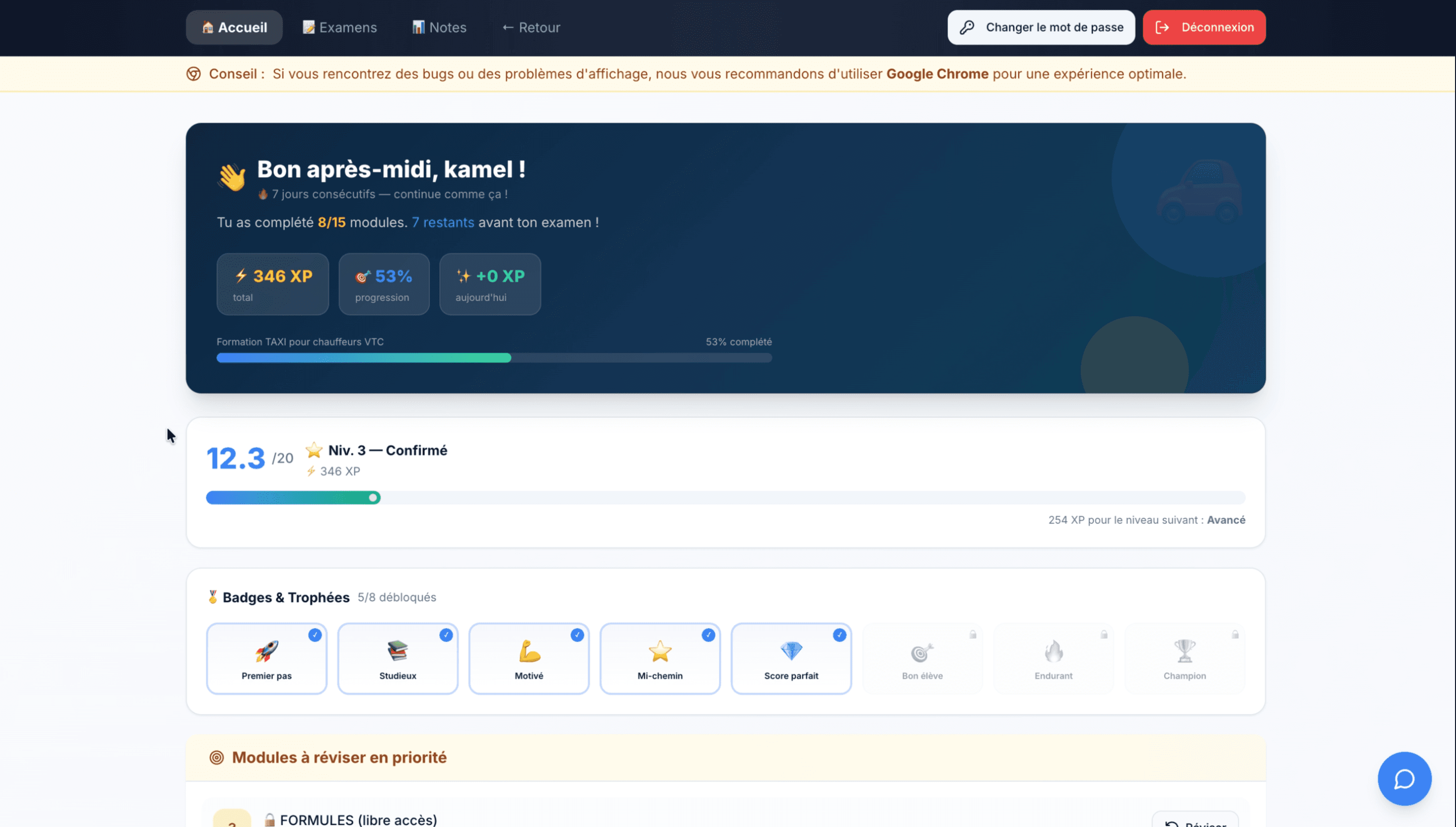 Aperçu projet Plateforme e-learning Transport